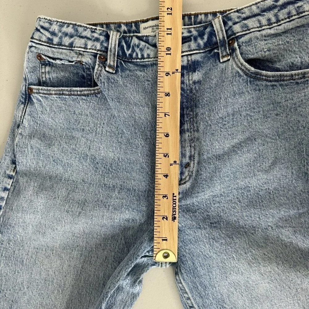 Abercrombie & Fitch‎ The Mom High Rise Blue Jeans Size 28 Distressed Stretch